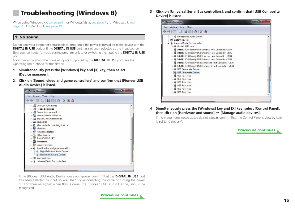 Indows 8, Troubleshooting (windows 8) | Pioneer A-70-S User Manual | Page 15 / 21