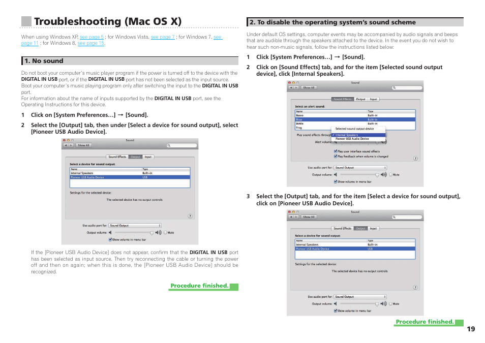 Troubleshooting (mac os x) | Pioneer A-70-S User Manual | Page 19 / 21