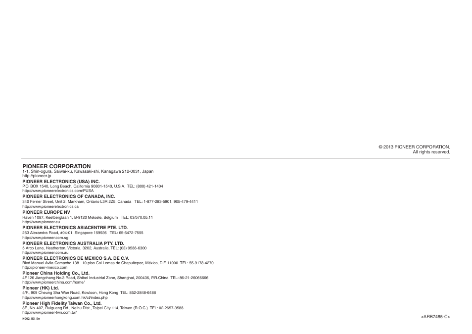 Pioneer A-70-S User Manual | Page 21 / 21