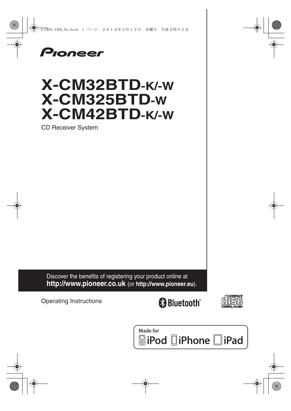 Pioneer X-CM42BTD-W User Manual | 44 pages