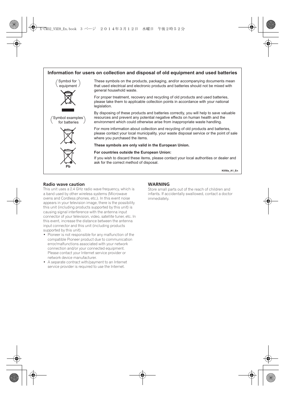 Pioneer X-CM42BTD-W User Manual | Page 3 / 44