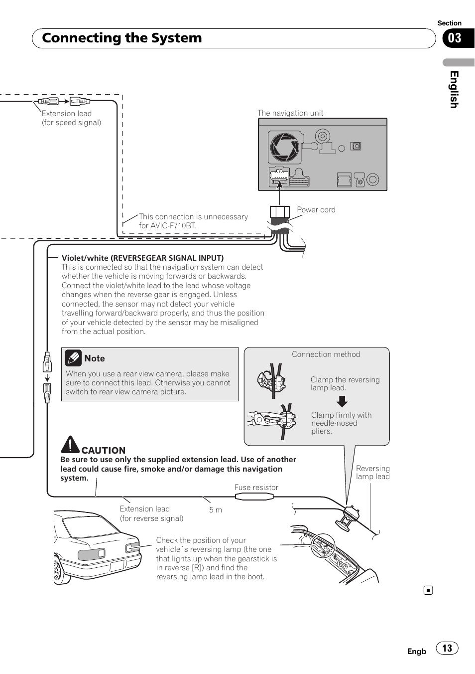 Connecting the system, English | Pioneer AVIC-F710BT User Manual | Page 13 / 170