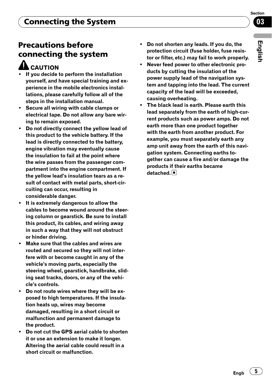 System, Precautions before connecting the system, Connecting the system | Pioneer AVIC-F710BT User Manual | Page 5 / 170