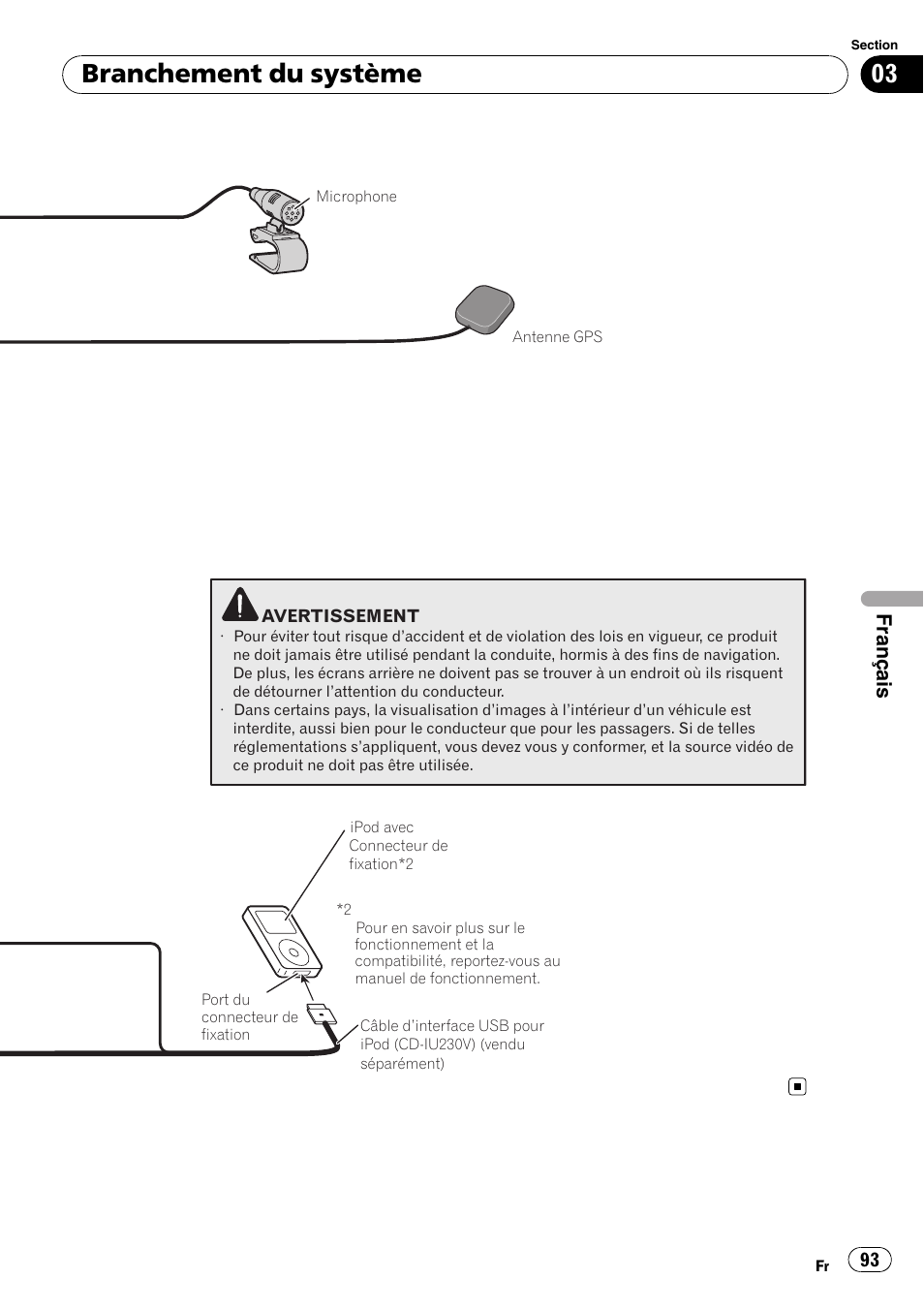 Branchement du système, Français | Pioneer AVIC-F710BT User Manual | Page 93 / 170