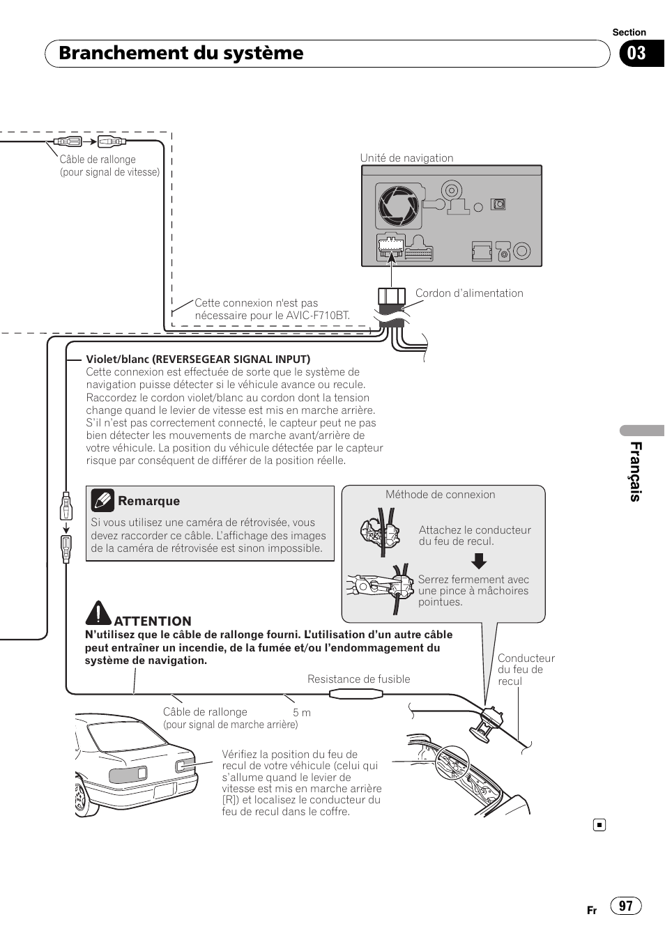 Branchement du système, Français | Pioneer AVIC-F710BT User Manual | Page 97 / 170