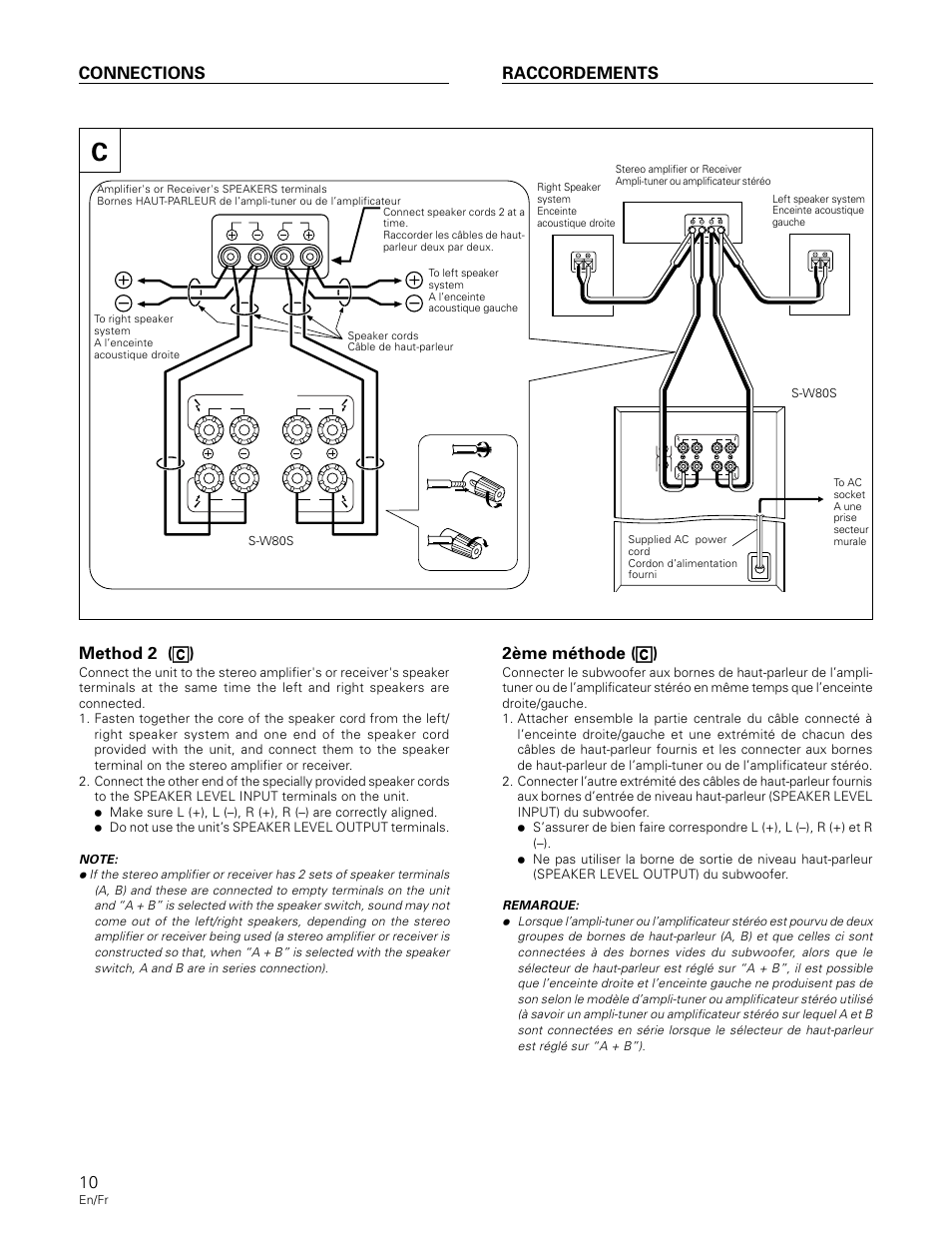 Connections raccordements | Pioneer S-W80S-QL User Manual | Page 10 / 52