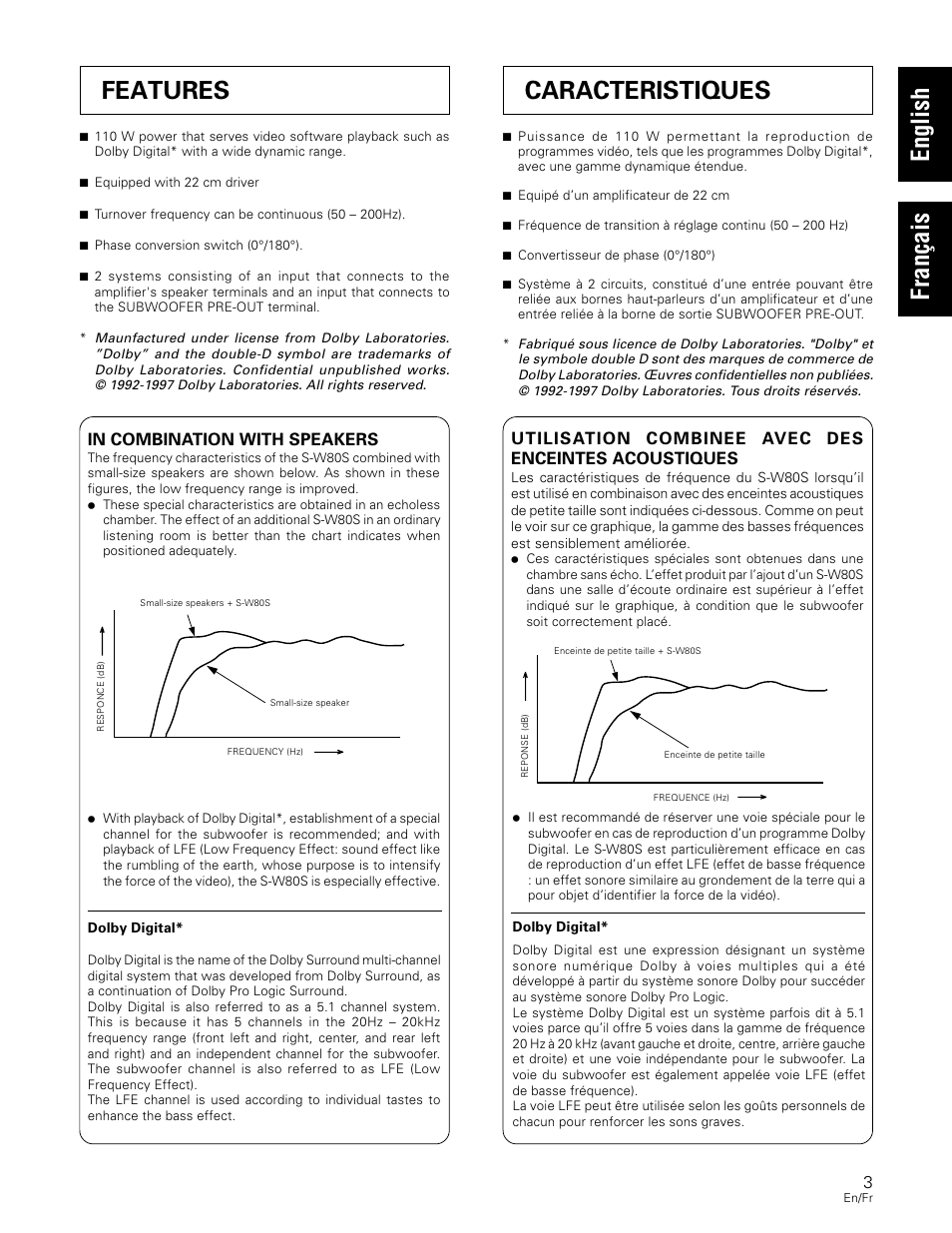 Caracteristiques | Pioneer S-W80S-QL User Manual | Page 3 / 52