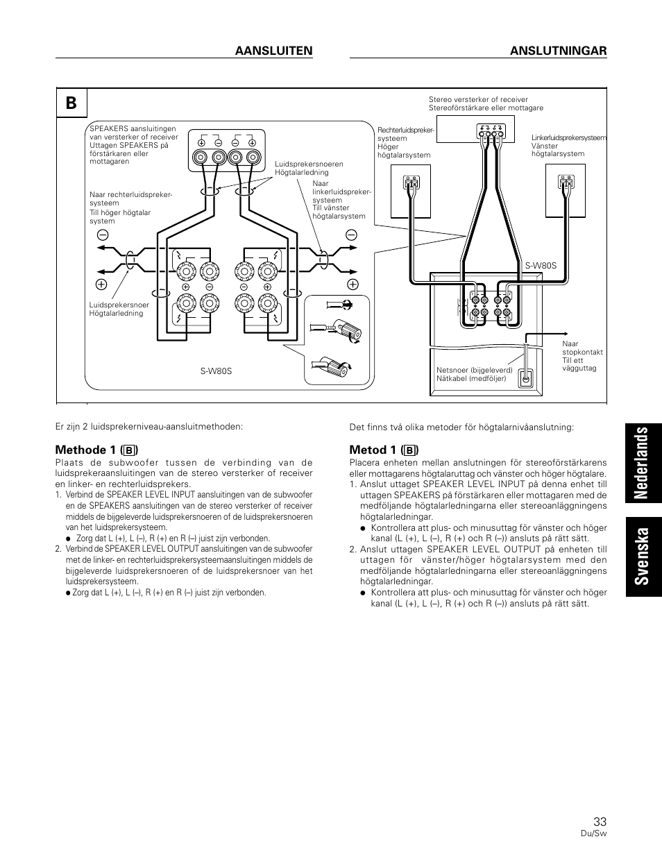 Aansluiten anslutningar | Pioneer S-W80S-QL User Manual | Page 33 / 52