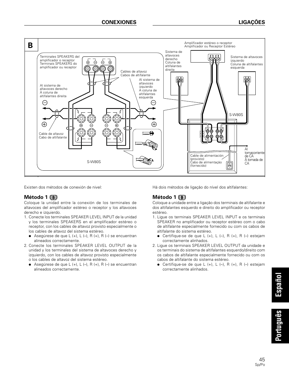 Conexiones ligações | Pioneer S-W80S-QL User Manual | Page 45 / 52