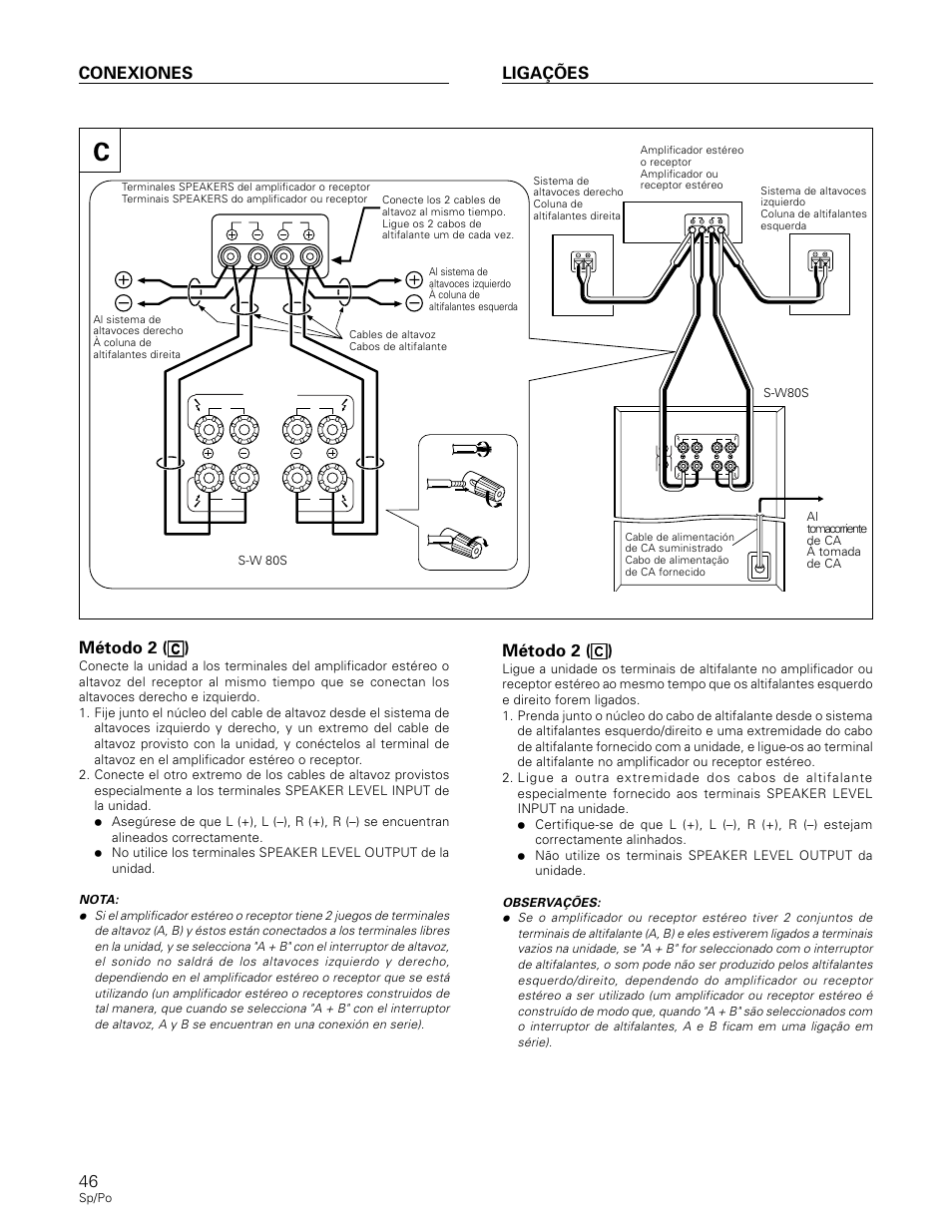 Conexiones ligações | Pioneer S-W80S-QL User Manual | Page 46 / 52