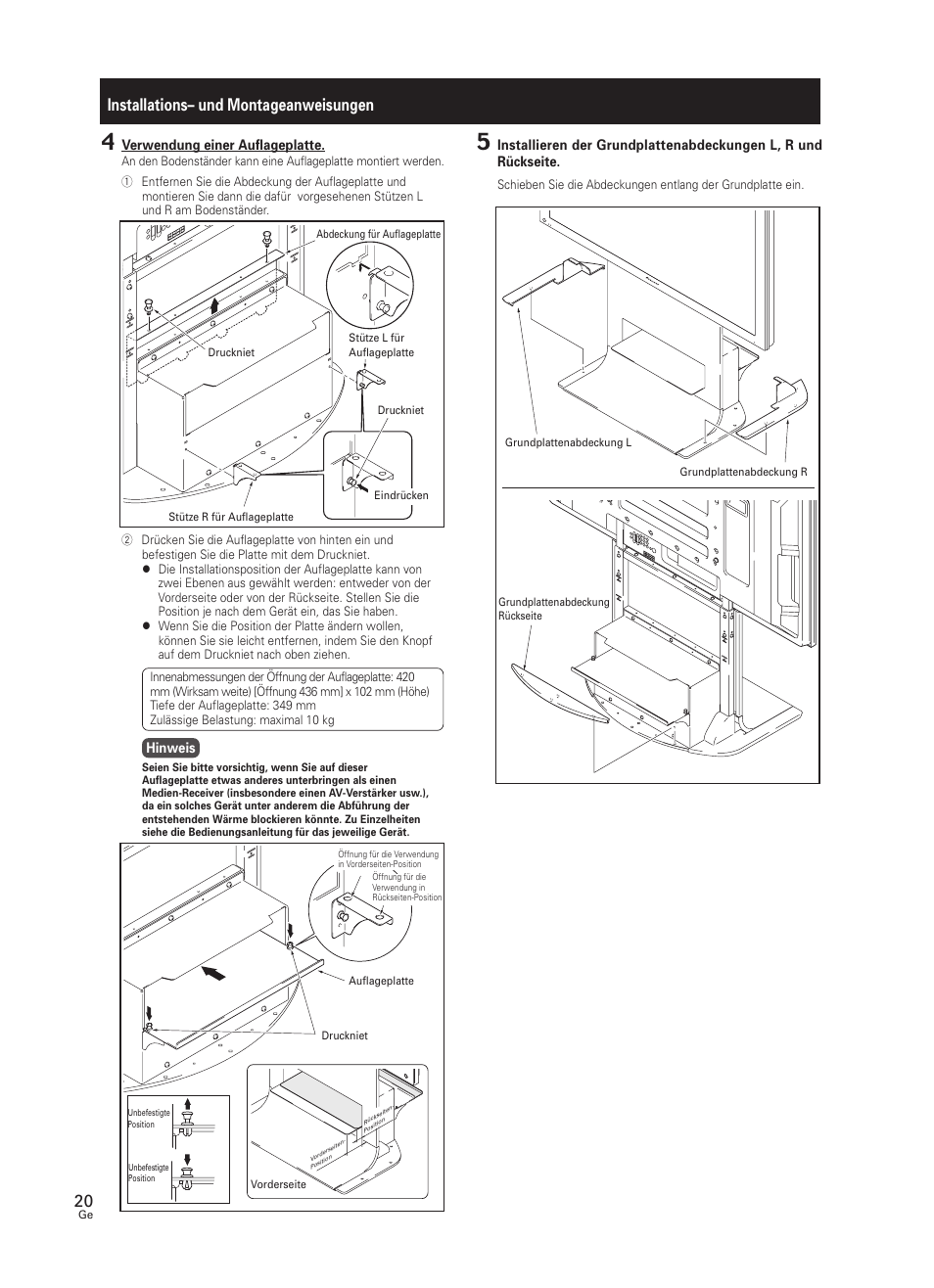 Installations– und montageanweisungen | Pioneer PDK-FS07 User Manual | Page 20 / 44