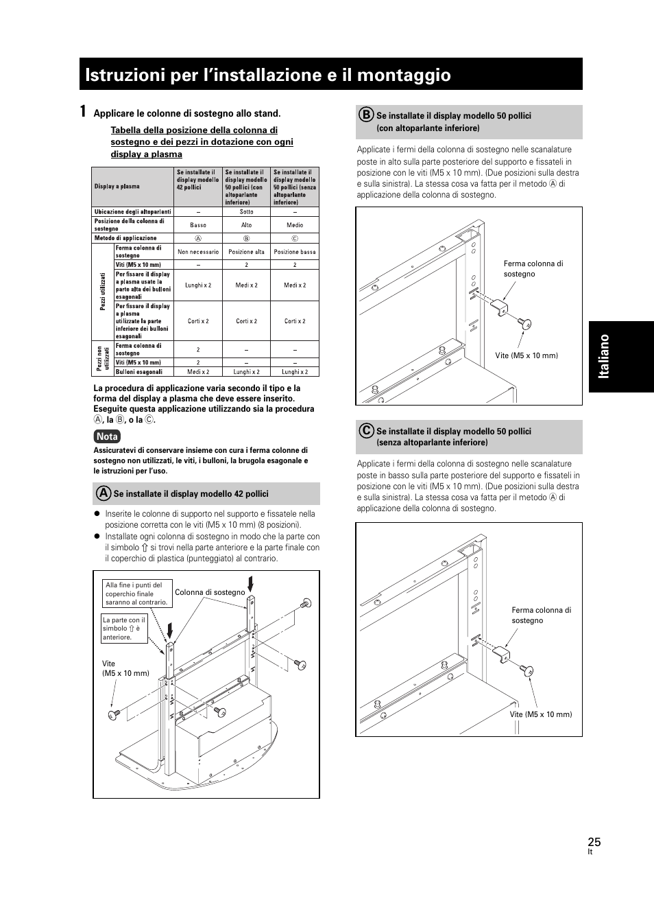 Istruzioni per l’installazione e il montaggio, Italiano | Pioneer PDK-FS07 User Manual | Page 25 / 44