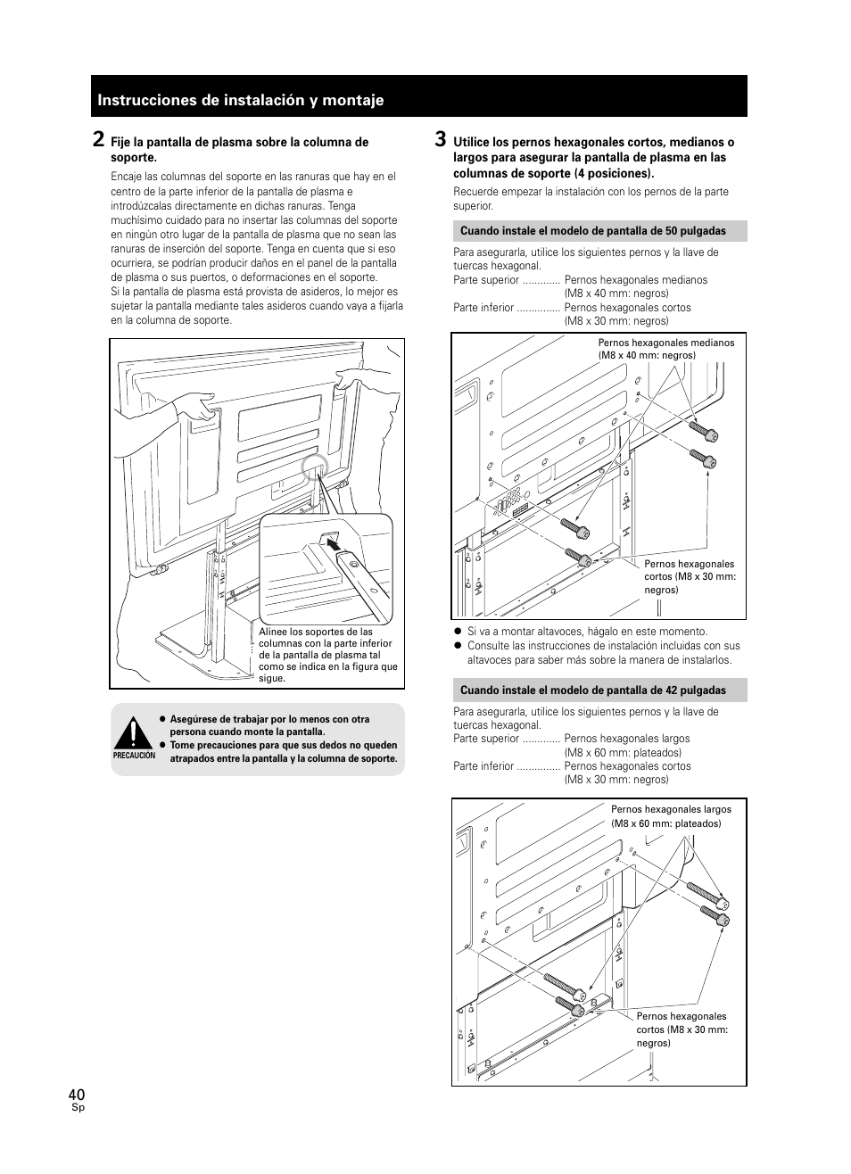 Instrucciones de instalación y montaje | Pioneer PDK-FS07 User Manual | Page 40 / 44