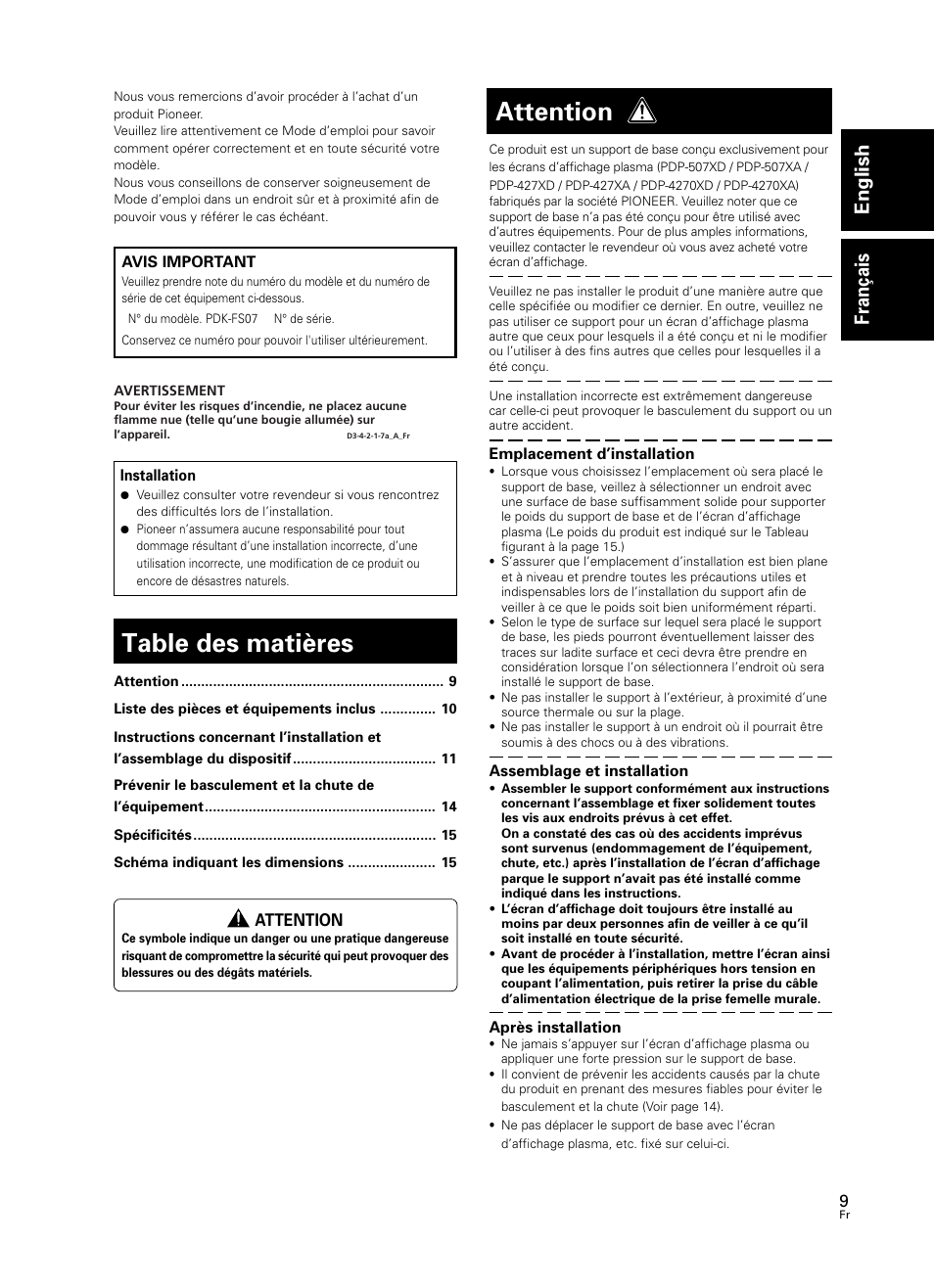 Pioneer PDK-FS07 User Manual | Page 9 / 44