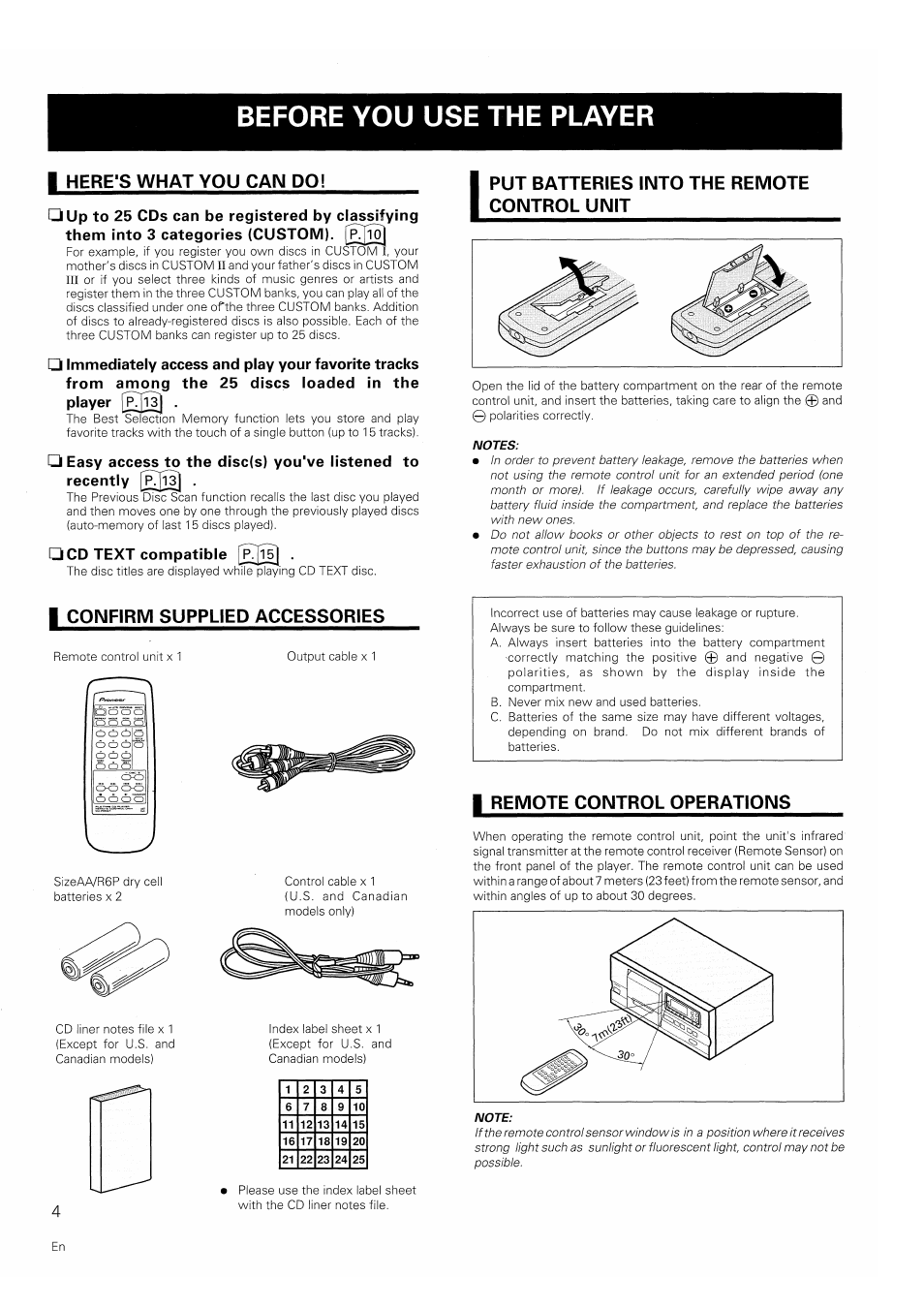 Before you use the player | Pioneer PD-F607 User Manual | Page 4 / 20