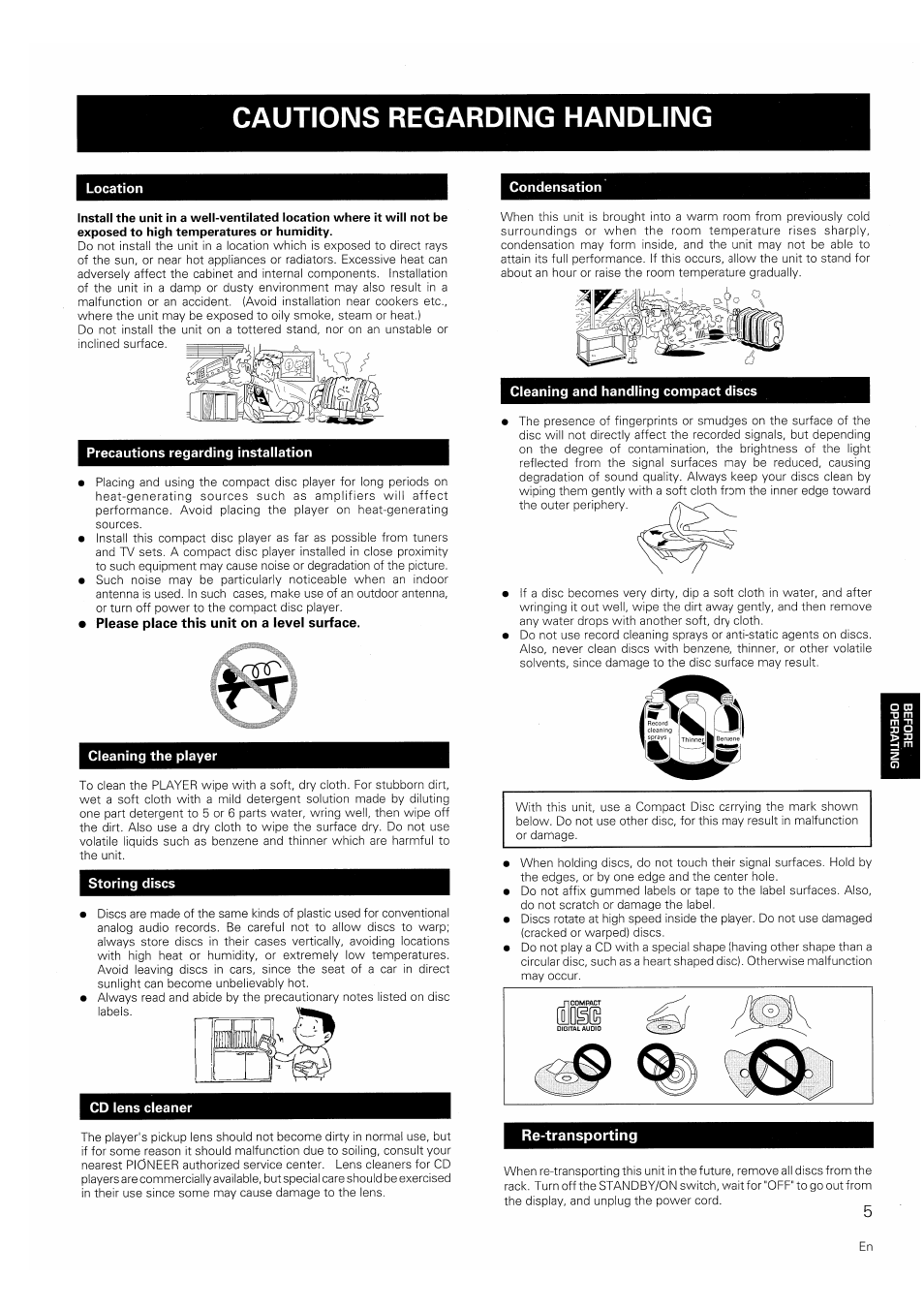 Cautions regarding handling | Pioneer PD-F607 User Manual | Page 5 / 20