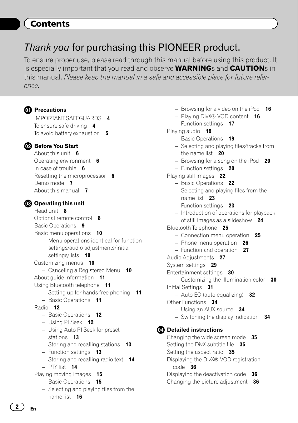 Pioneer MVH-8200BT User Manual | Page 2 / 48