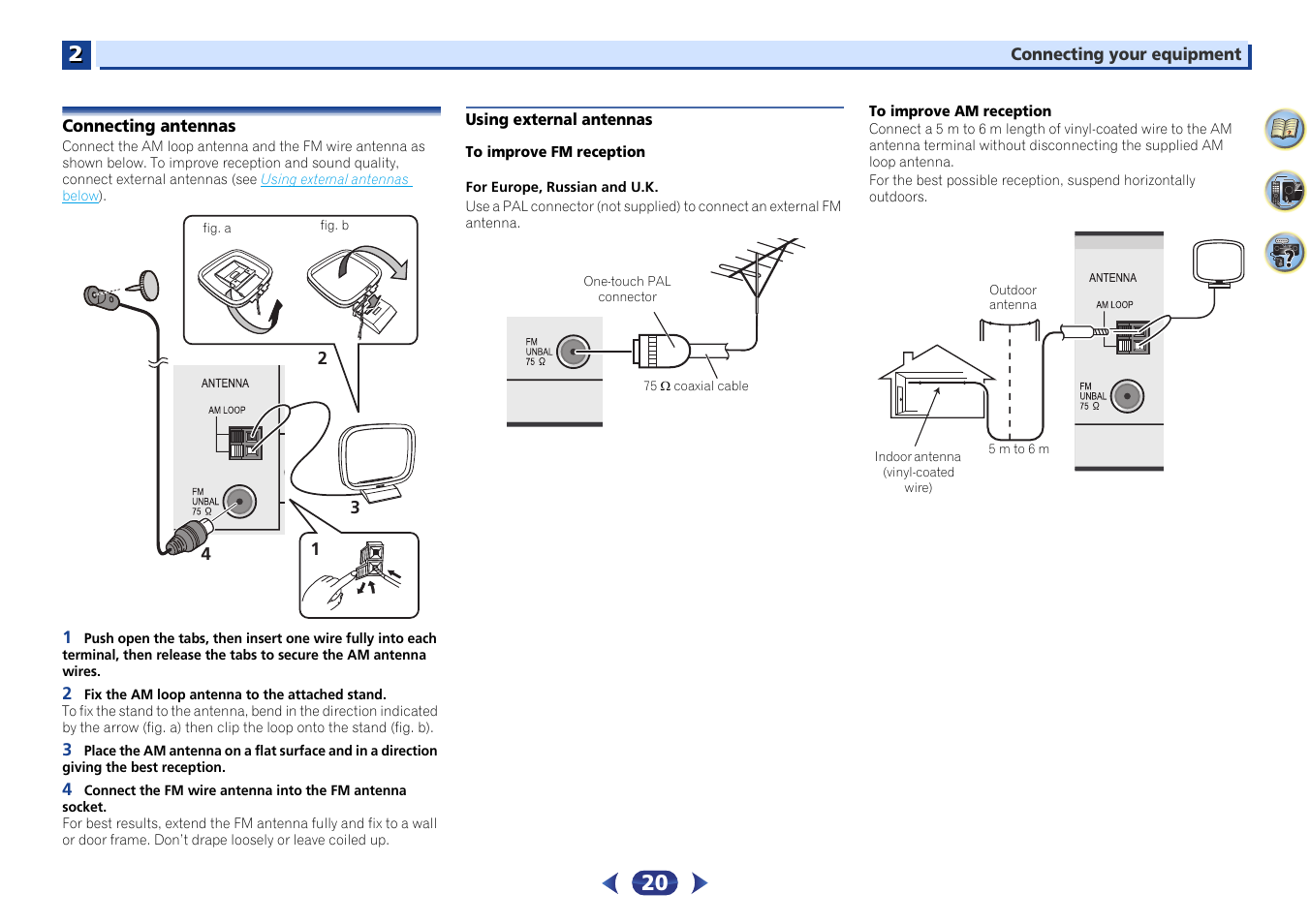 Connecting antennas, Using external antennas | Pioneer VSX-S510-S User Manual | Page 20 / 65