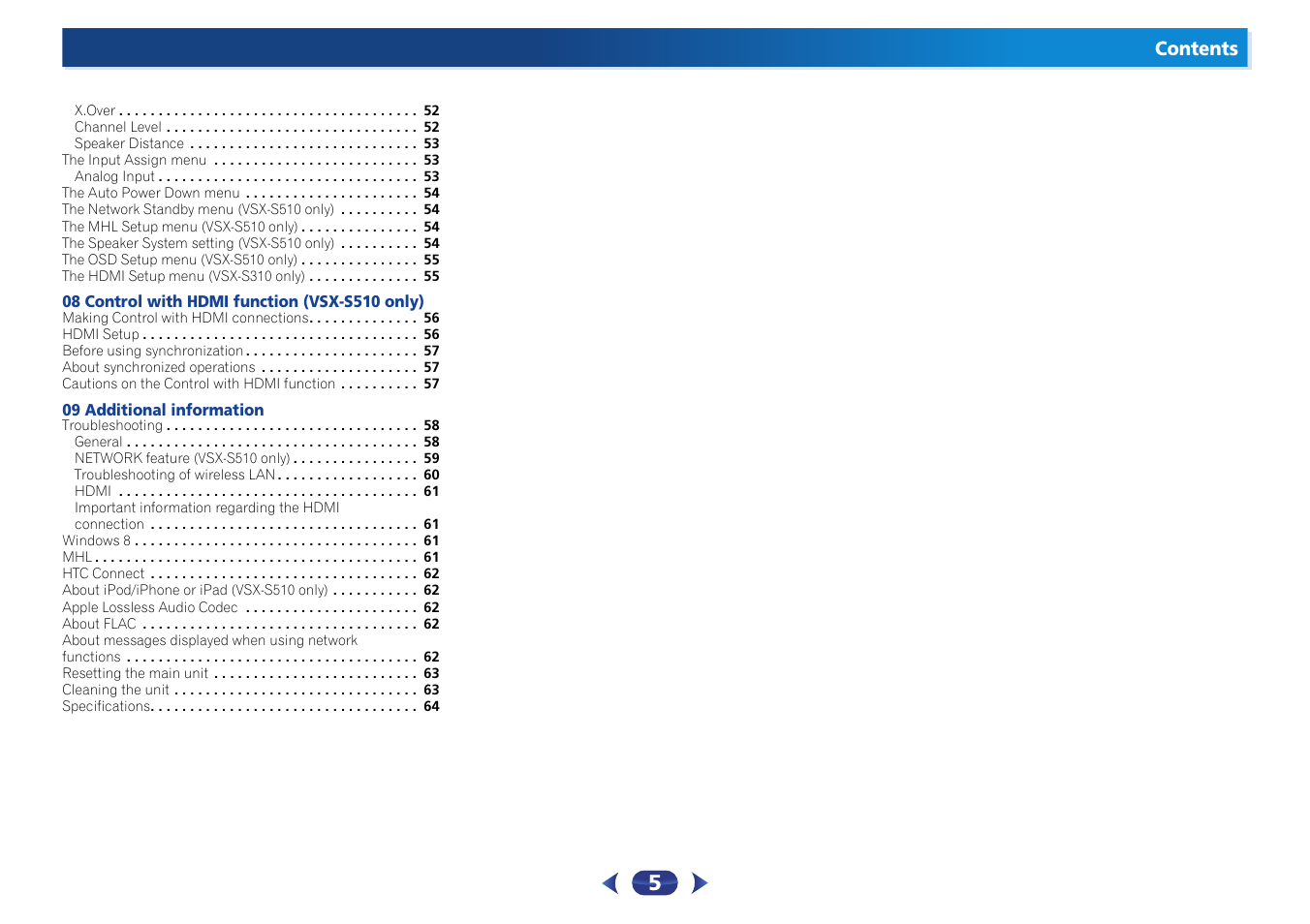 Pioneer VSX-S510-S User Manual | Page 5 / 65