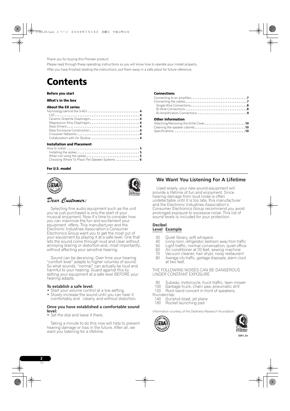 Pioneer S-4EX-W User Manual | Page 2 / 132