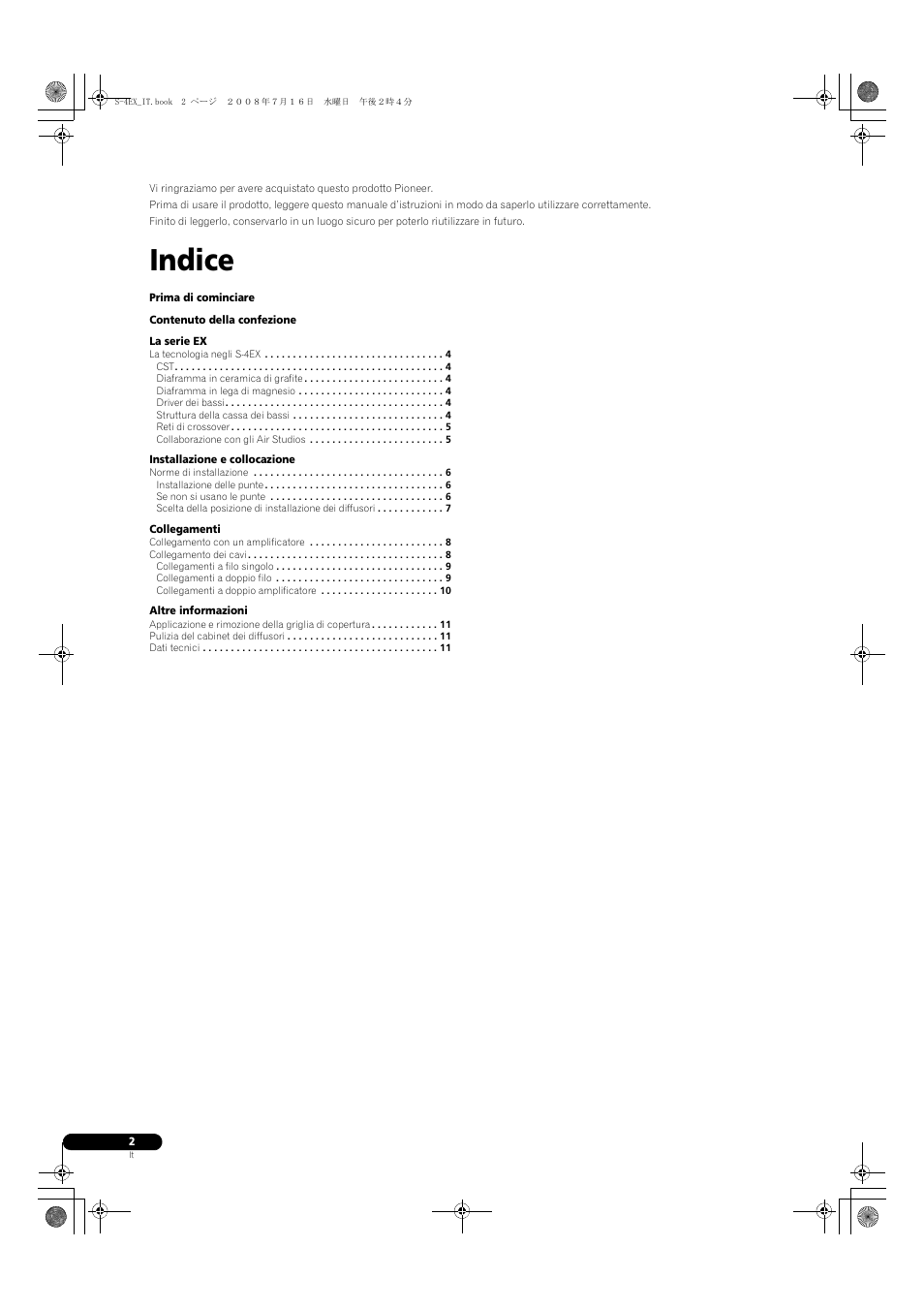 Indice | Pioneer S-4EX-W User Manual | Page 32 / 132