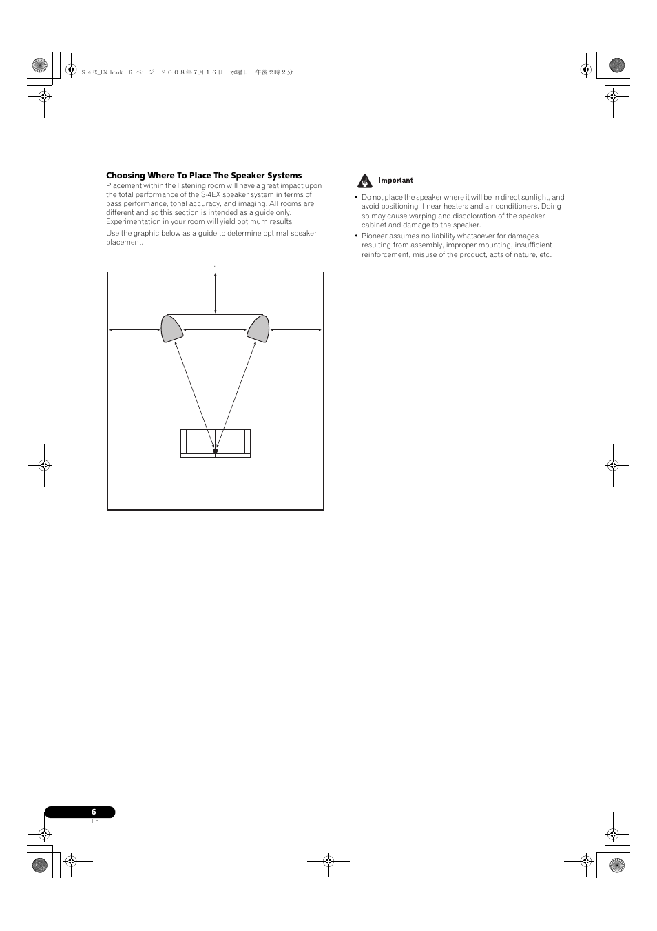 Choosing where to place the speaker systems | Pioneer S-4EX-W User Manual | Page 6 / 132