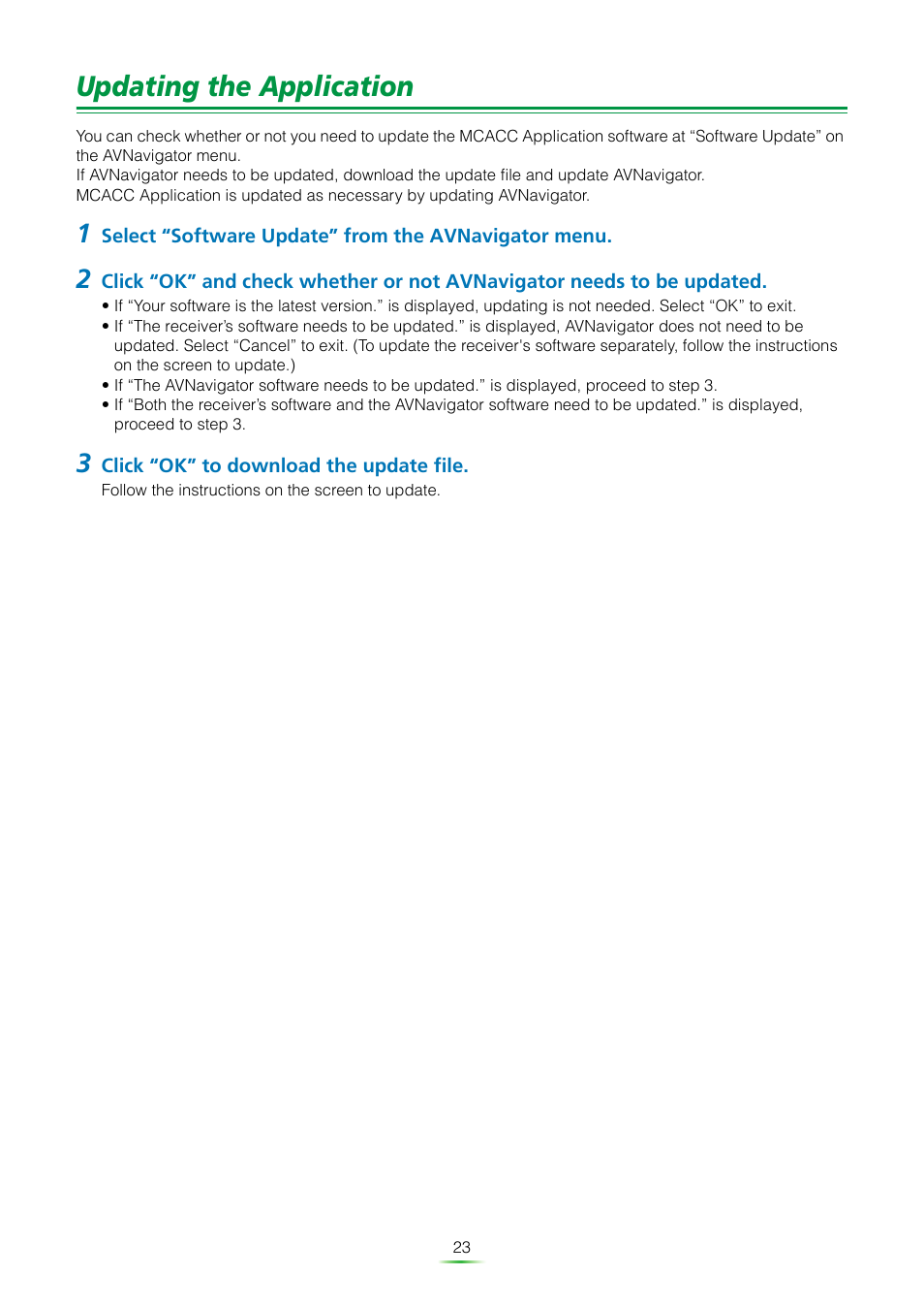 Updating the application | Pioneer VSX-921 User Manual | Page 23 / 27