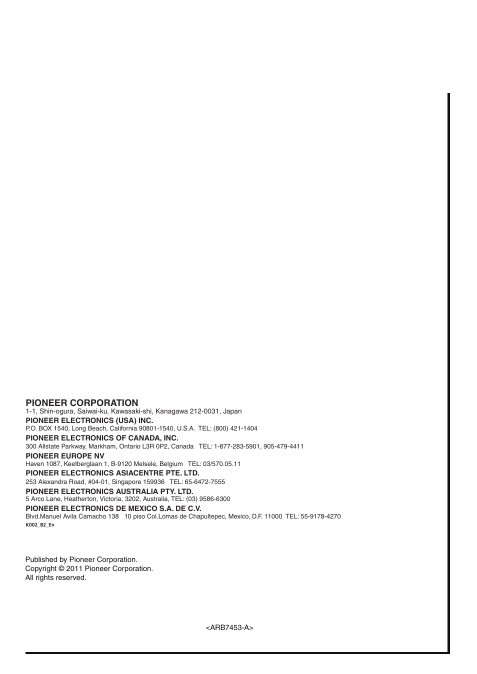Pioneer corporation | Pioneer VSX-921 User Manual | Page 27 / 27