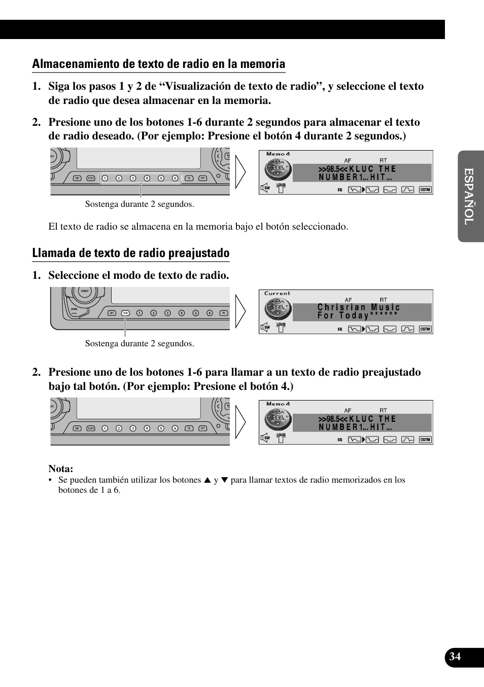 Almacenamiento de texto de radio en la memoria, Llamada de texto de radio preajustado | Pioneer DEH-P90DAB User Manual | Page 107 / 148