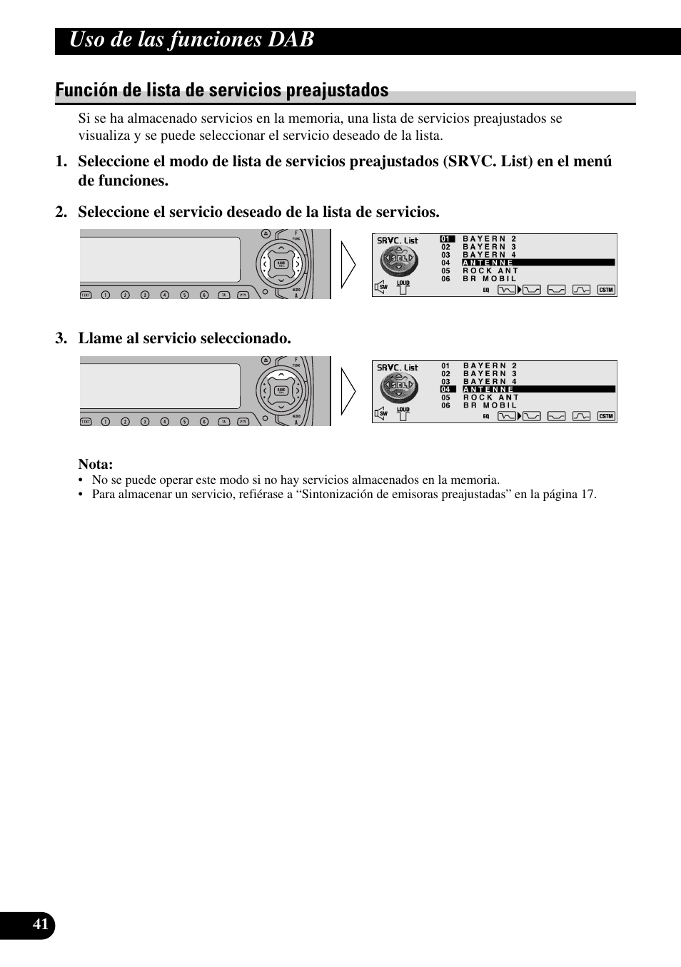 Función de lista de servicios preajustados, Uso de las funciones dab | Pioneer DEH-P90DAB User Manual | Page 114 / 148