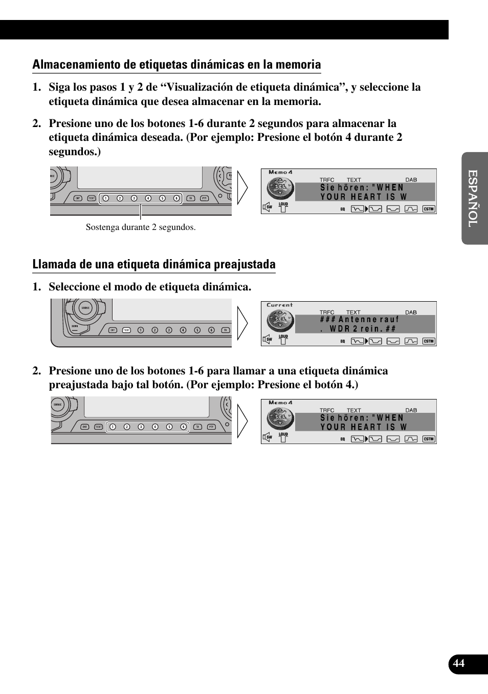 Llamada de una etiqueta dinámica preajustada | Pioneer DEH-P90DAB User Manual | Page 117 / 148