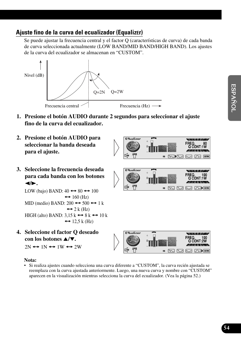 Ajuste fino de la curva del ecualizador (equaliz | Pioneer DEH-P90DAB User Manual | Page 127 / 148