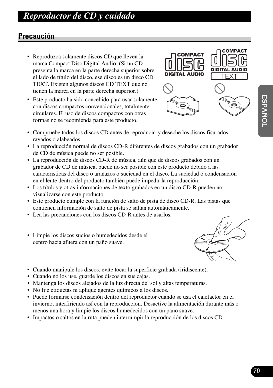 Reproductor de cd y cuidado, Precaución | Pioneer DEH-P90DAB User Manual | Page 143 / 148