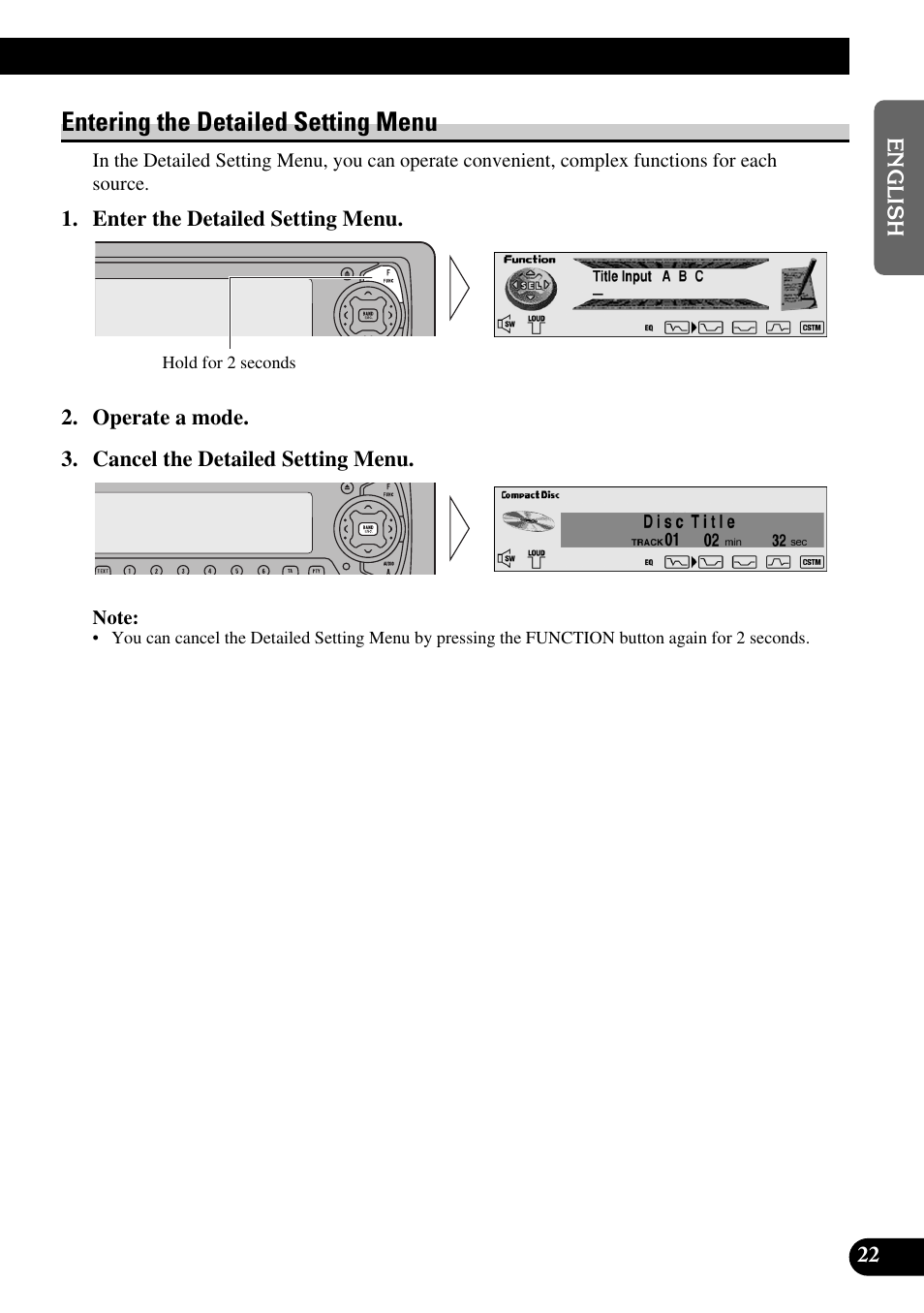 Entering the detailed setting menu | Pioneer DEH-P90DAB User Manual | Page 23 / 148