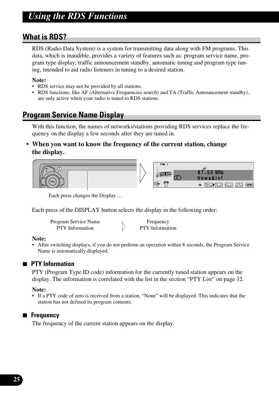 Using the rds functions, What is rds? program service name display, What is rds | Program service name display | Pioneer DEH-P90DAB User Manual | Page 26 / 148