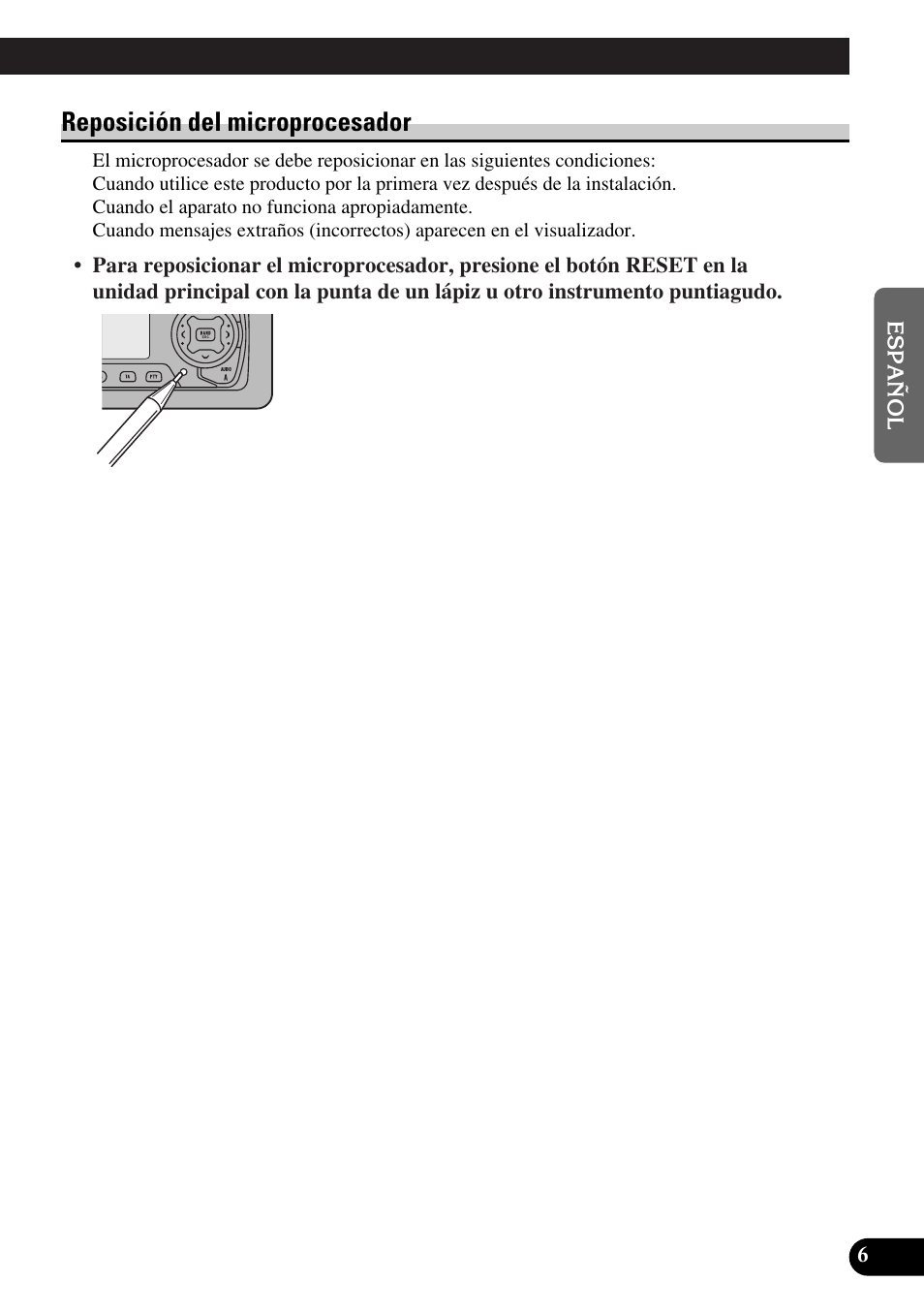 Reposición del microprocesador | Pioneer DEH-P90DAB User Manual | Page 79 / 148