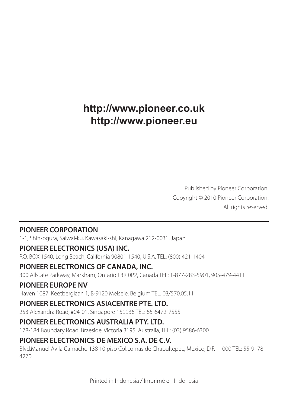 Pioneer DCS-FS303K User Manual | Page 48 / 48