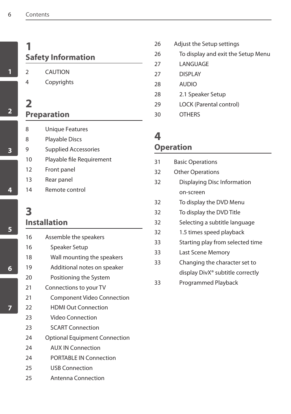 Safety information, Preparation, Installation | Operation | Pioneer DCS-FS303K User Manual | Page 6 / 48