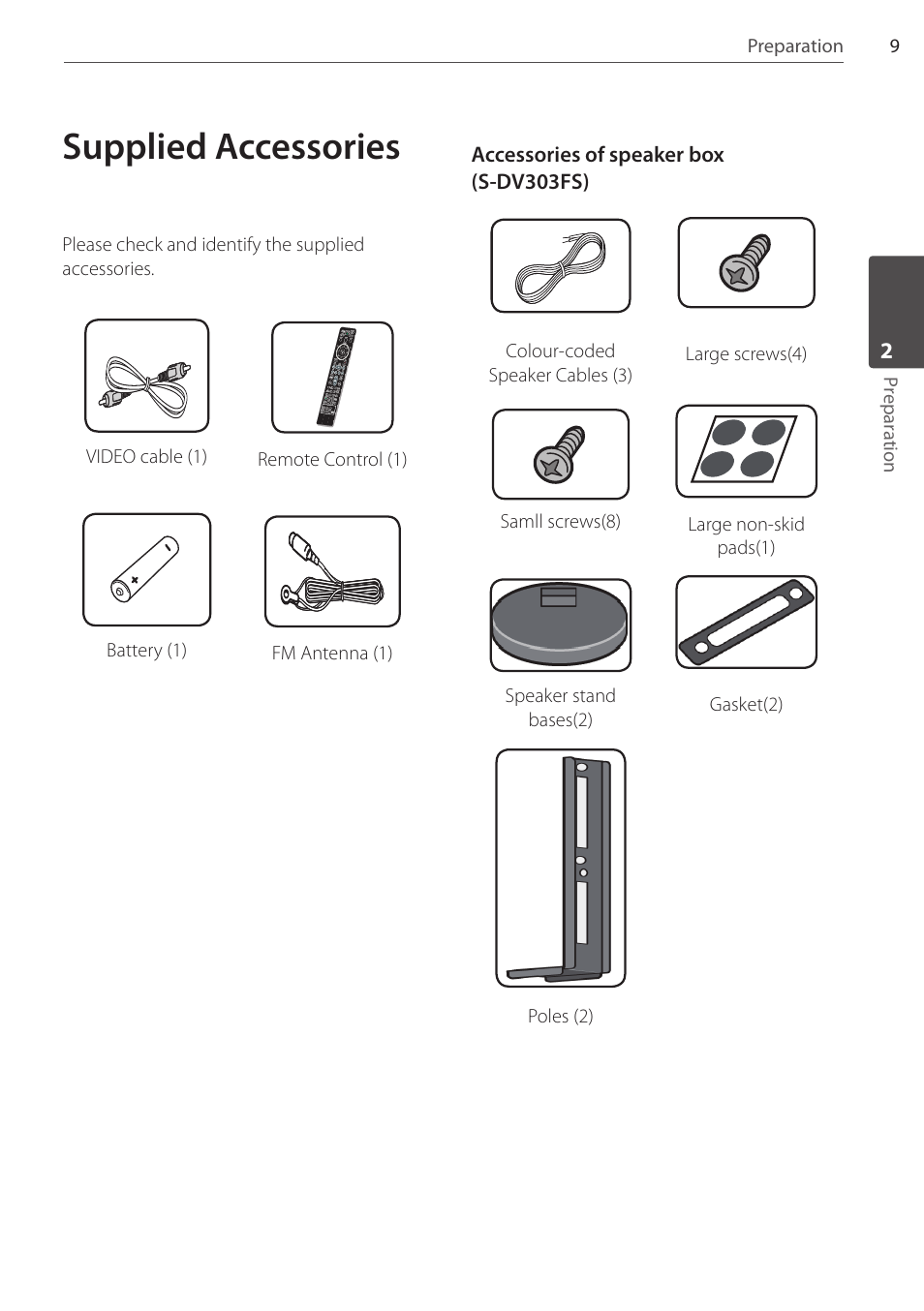 Supplied accessories | Pioneer DCS-FS303K User Manual | Page 9 / 48