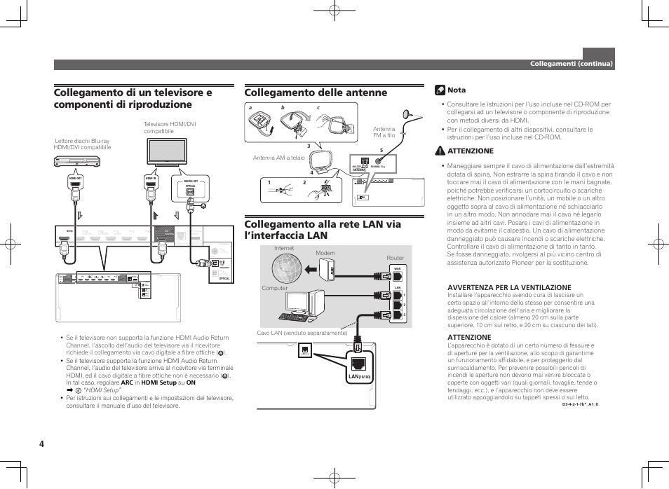 Collegamento alla rete lan via l’interfaccia lan | Pioneer SC-2023-K User Manual | Page 22 / 44