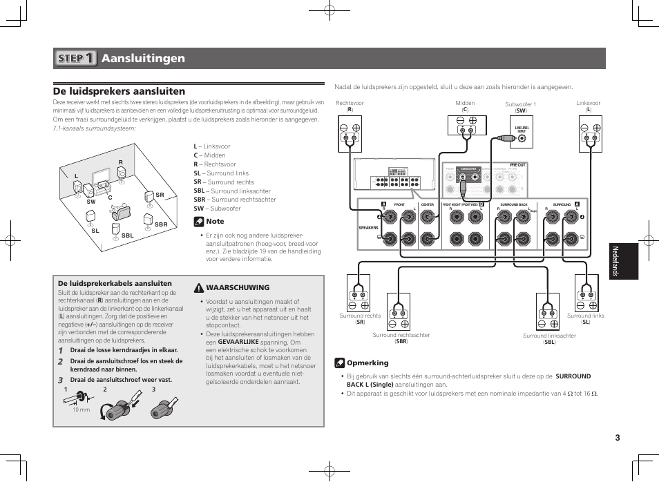 Aansluitingen, De luidsprekers aansluiten | Pioneer SC-2023-K User Manual | Page 27 / 44
