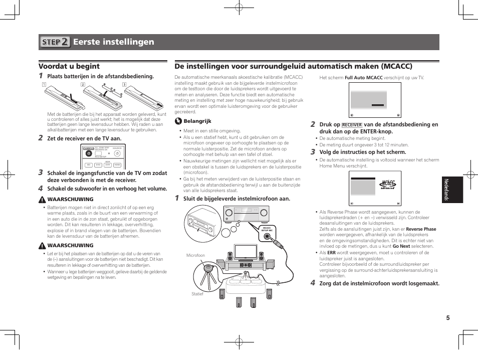 Eerste instellingen, Voordat u begint | Pioneer SC-2023-K User Manual | Page 29 / 44
