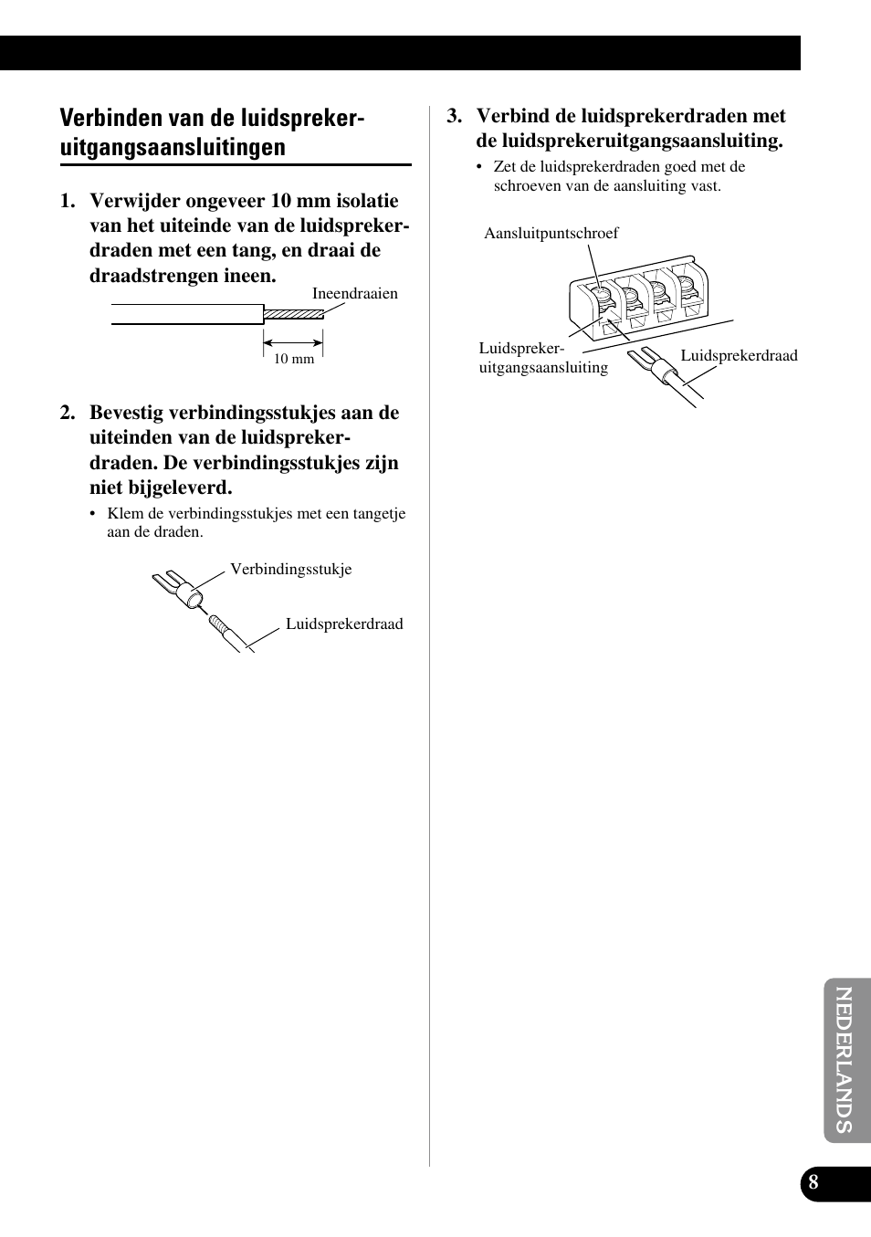 Verbinden van de, Luidsprekeruitgangsaansluitingen | Pioneer PRS-A700 User Manual | Page 69 / 74