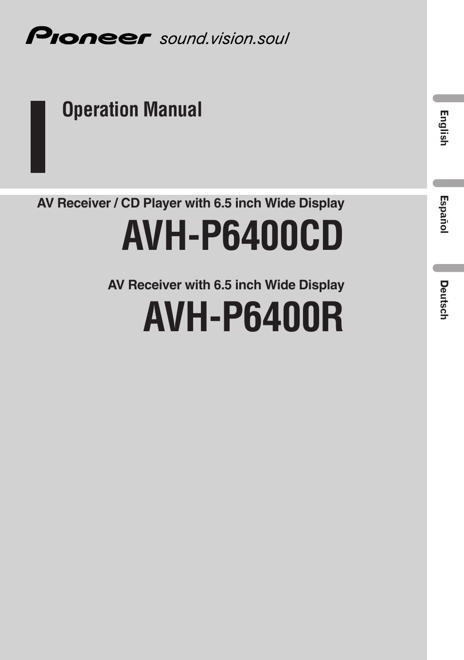Pioneer AVH-P6400CD User Manual | 224 pages
