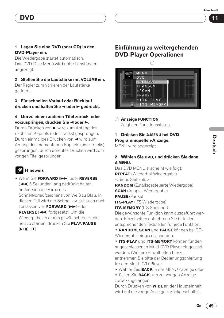 Einführung zu weitergehenden dvd-player, Operationen 49 | Pioneer AVH-P6400CD User Manual | Page 197 / 224