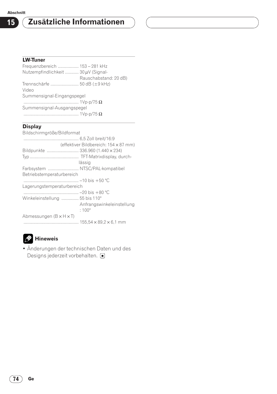 Zusätzliche informationen | Pioneer AVH-P6400CD User Manual | Page 222 / 224
