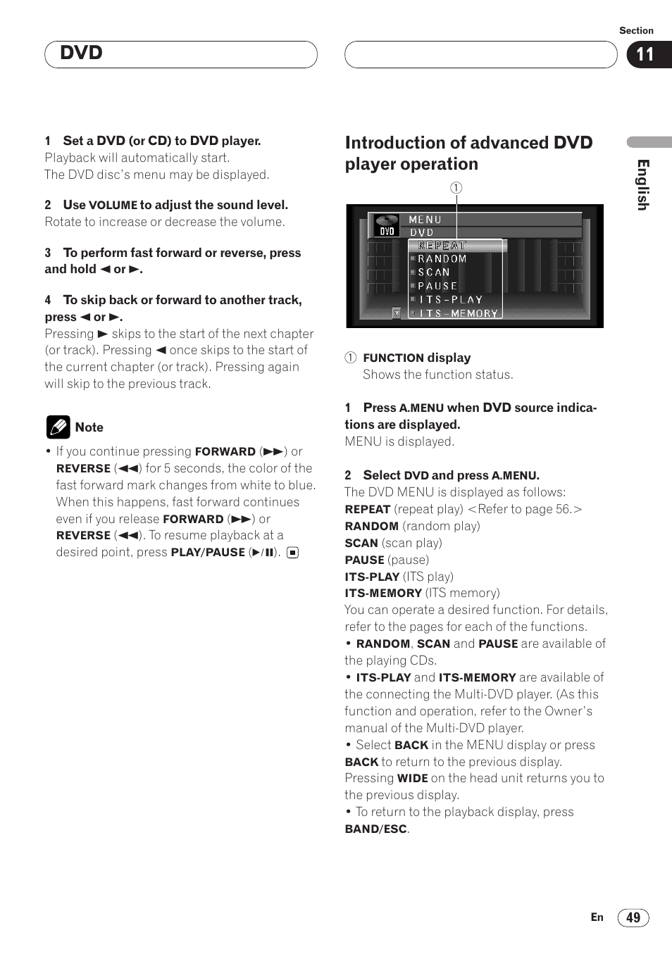 Introduction of advanced dvd player, Operation 49, Introduction of advanced dvd player operation | Pioneer AVH-P6400CD User Manual | Page 49 / 224