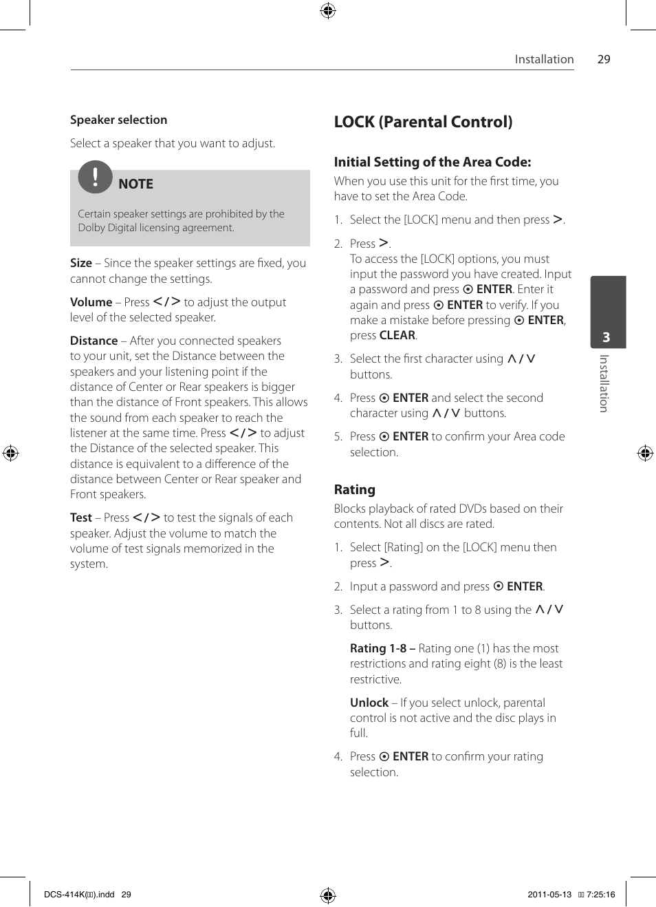 Lock (parental control) | Pioneer DCS-414K User Manual | Page 29 / 48