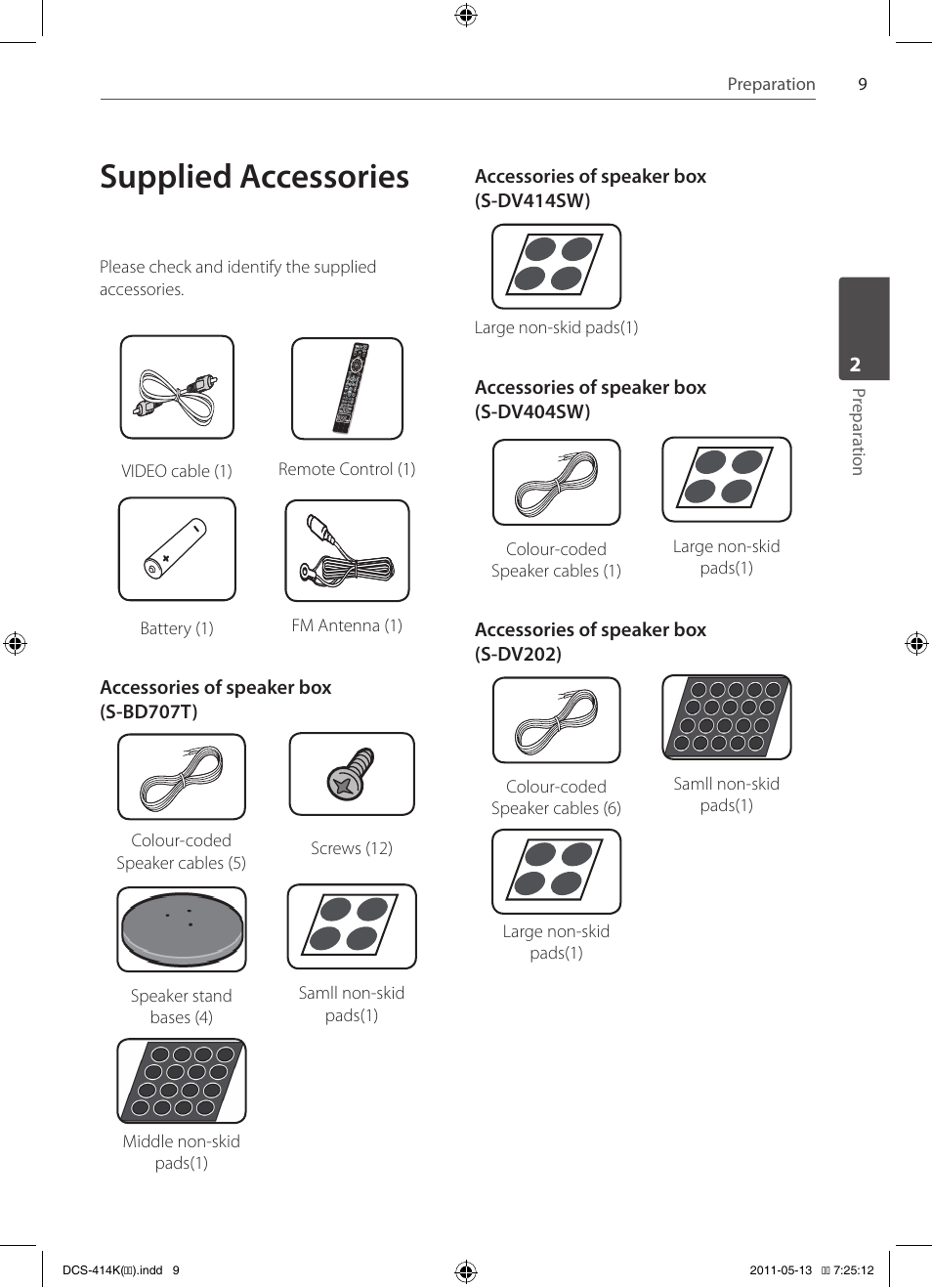 Supplied accessories | Pioneer DCS-414K User Manual | Page 9 / 48