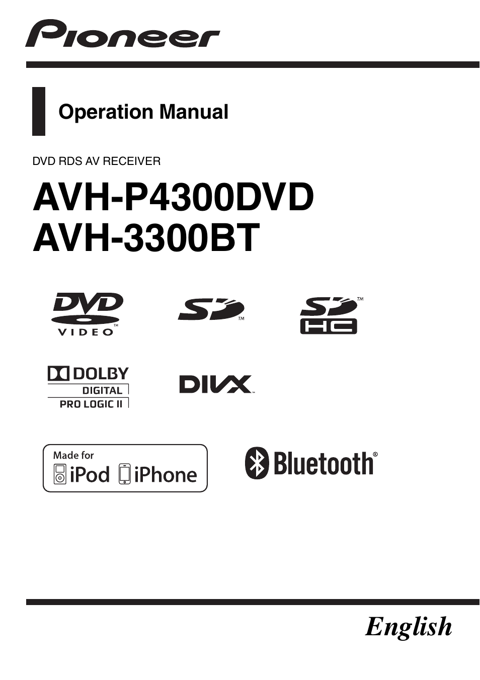 Pioneer AVH-3300BT User Manual | 96 pages